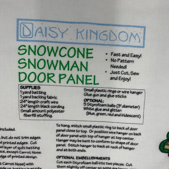 Daisy Kingdom Christmas Door Panel Cut and Sew Snowman Snowcone Wall Hanging Art - Picture 2 of 7